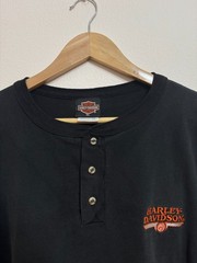 Vintage 90s Harley Davidson Henley Shirt XL Black Gainesville FL Single Stitch