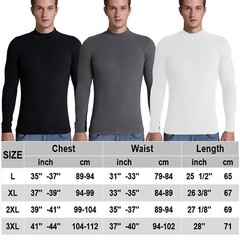 Men Long Sleeve T-shirt High Neck Jumper Undershirt Mock Neck Tops Pullover Slim