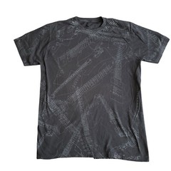Utility Black Graphic T-Shirt With Guitar Print Design Unisex Size M 100% Cotton