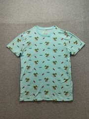 Aeropostale Men T Shirt S Light Blue Tropical Palm Tree Print Short Sleeve Tee