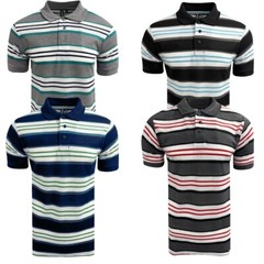 Men’s Short Sleeve Polo T-Shirt Stripe Pique Casual Regular fit Fashion Work Top