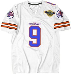 The Waterboy Bobby Boucher #9 Football Jersey Adam Sandler White Men’s 3XL