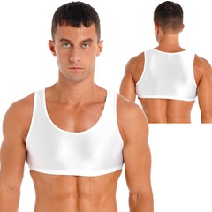 YiZYiF Men’s Sleeveless Crop Tank Top Basic Casual Shirt Sports Fitness Blouse