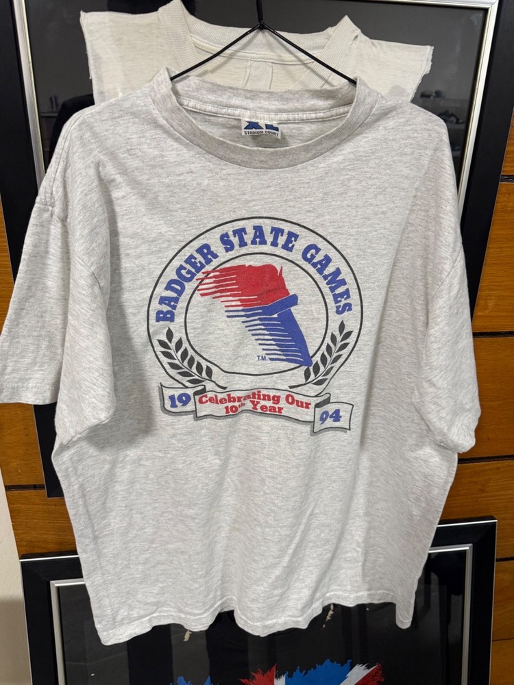 Vintage 1994 Badger State Games 10th Anniversary T-Shirt XL Gray Single Stitch
