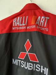 Mitsubishi Ralli Art Motor Sports Mechanic Shirt Michelin SIZE XL Red Black