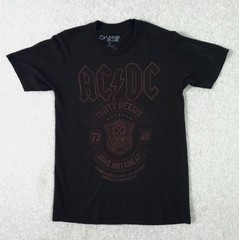 AC/DC Dirty Deeds T Shirt Mens Small Black Skull Graphic Rock Tee Liquid Blue