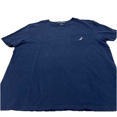 Nautica Mens XL Navy Blue Cotton Short Sleeve Pocket T-Shirt Embroidered Logo