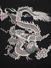 Niepce Men’s Cloud Dragon Embroidery Tee Japanese Streetwear T-Shirt