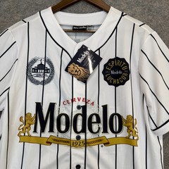 Modelo Especial Baseball Jersey Shirt Mens Medium Beer Pin Stripe World Series