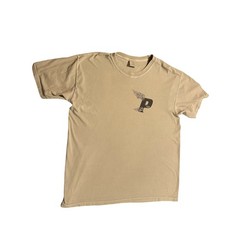 Comfort Colors Mens Graphic T-Shirt Khaki Tan Flame P Logo Short Sleeve Tee L