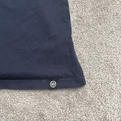 WT02 Basic T-Shirt Mens Medium Navy Blue V-Neck Short Sleeve Casual Cotton Tee