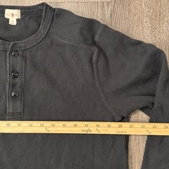 J.Crew Henley Shirt Men Medium Black Waffle Knit Oarsman Long Sleeve Thermal