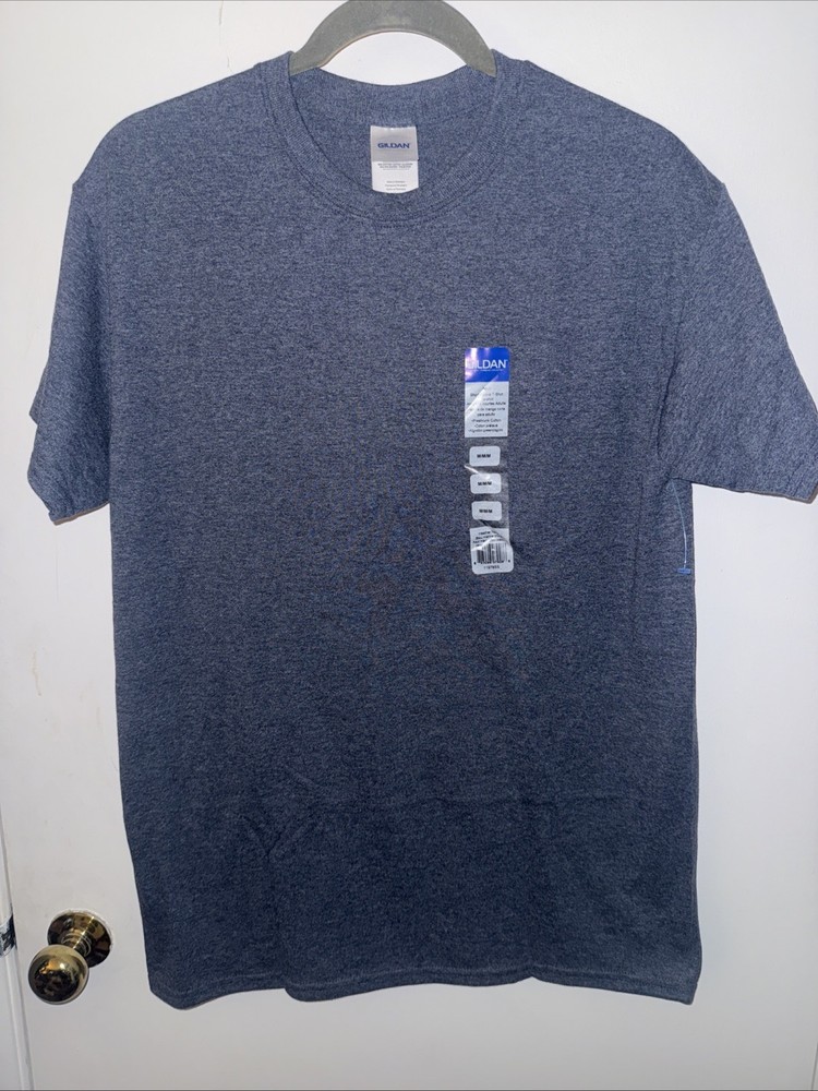 Gilden Medium *Set Of 3* Blue Grey Basic T-Shirts Heather Navy NWT