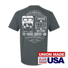 UNION-MADE IN USA – LIRR LONG ISLAND RAILROAD DIESEL SERVICE T-SHIRT PRR PENNSY