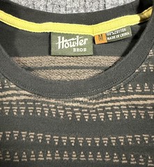 Howler Bros Shirt Mens Medium Tribal Geometric Striped Pocket Tee Brown Gray