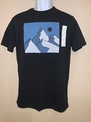 Mens S, M, & L BLACK Crewneck T-shirt Short Sleeve W/ print 60% cotton 40%