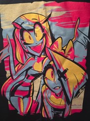 Official Hazbin Hotel (LARGE) CHARLIE VAGGIE “Beach” SHIRT L Limited Shark Robot