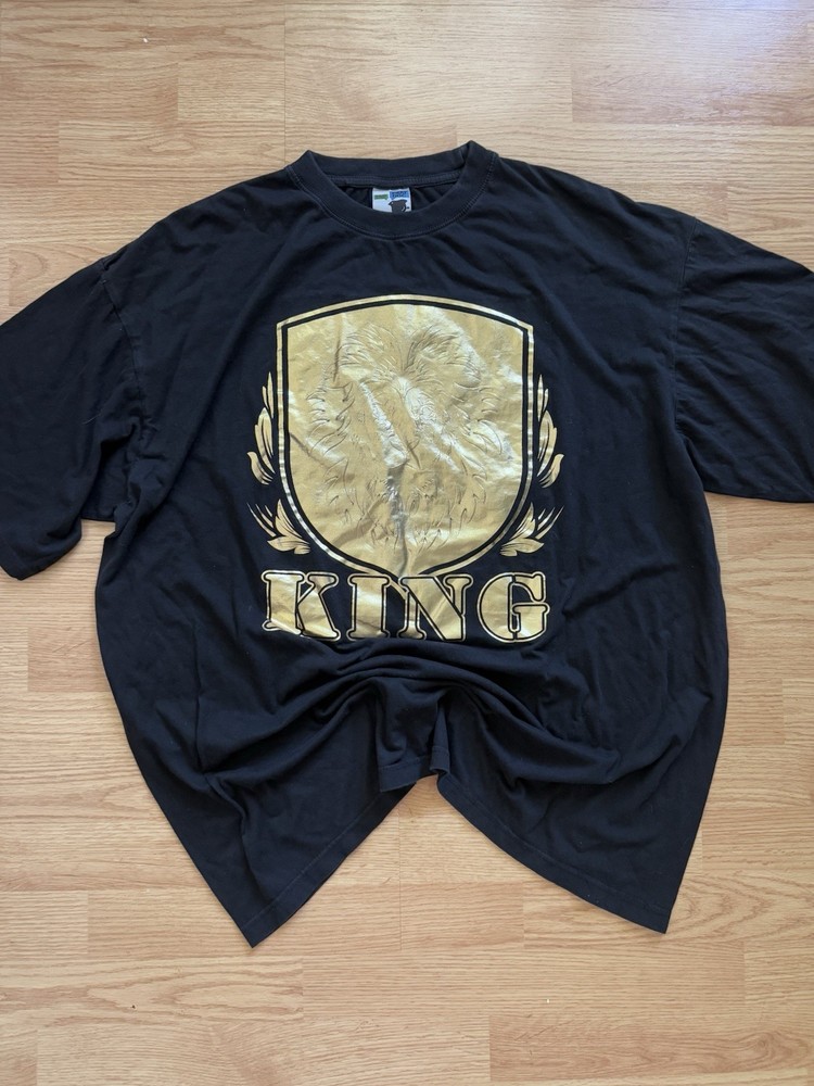 Vintage Y2K Phat Doc King Lion Graphic Tee Shirt Super Heavy Weight Black 3XL