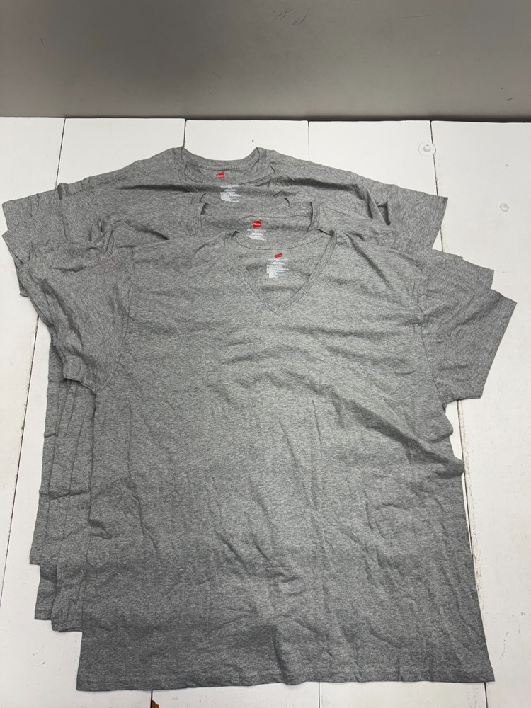 Hanes 4 Pack Gray Basic Short Sleeve T Shirts Mens Size 3XLT