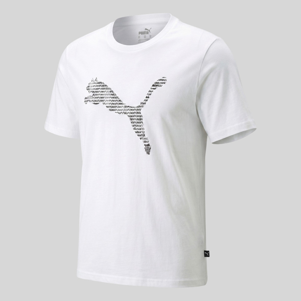 PUMA Mens T-Shirt XL White Cotton Stretch Maxi Cat Logo Graphic Tee Summer Tee