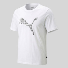 PUMA Mens T-Shirt XL White Cotton Stretch Maxi Cat Logo Graphic Tee Summer Tee
