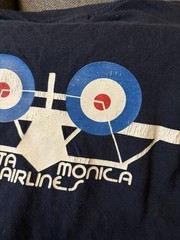Vintage Santa Monica Airlines Local 13 Longsleeve T-Shirt Navy Medium