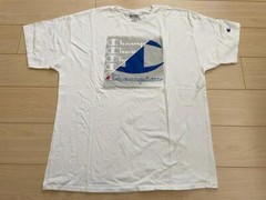 Men Champion Huge Logo Front Crew Neck Tee T-shirt Top Short Sleeve White XL