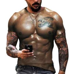 Funny Simulation Muscle T Shirt for Men 3D Printed T-shirts Summer O Neck