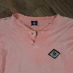 Vintage World Wide Competition Henley Mens XLT Peach Made in USA Distressed 90s