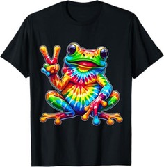 Tie-Dye Frog Peace Sign Hippie T-Shirt