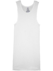 NEW! George Tag Free Comfort Long length A-Shirt Men’s, WHITE, Small, 3-Pack,