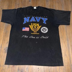 Vintage 90s US NAVY T Shirt Men’s XL Black Faded Single Stitch