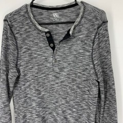 Rock & Republic Thermal Henley Top Shirt Black Marl XL 3962 Mens GUC