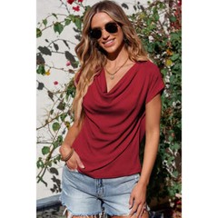 Cowl Neck Short Sleeve T-Shirt