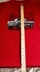 Men’s Short Sleeve T-Shirt Red W/ Patriotic Truck Graphic Size Medium