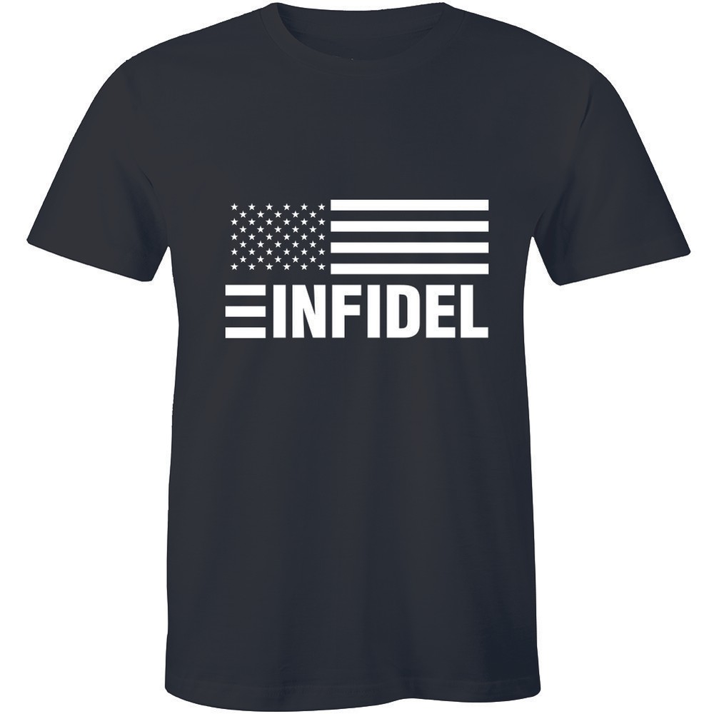 Men T-shirt Gift Infidel – English Shirt Retro Cool USA Flag Funny Slogan Joke