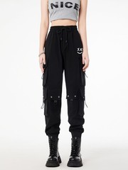 Cargo Pants Women Gothic Y2K High Waist Adjustable Pockets Drawstring Jogger