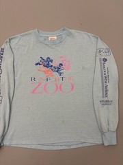 Vintage 90s HEF-T Run For The Zoo Long Sleeve T-Shirt M Blue Polycotton