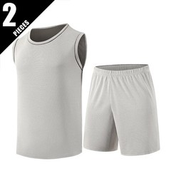 2-Piece Men’s Set Round Neck Short Sleeved Set Solid Color Mesh Summer Quick Dry