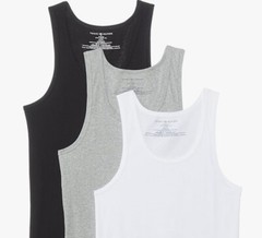 3 TOMMY HILFIGER COTTON BLACK GRAY WHITE RIBBED TANK TOP S M L XL XXL T-SHIRTS