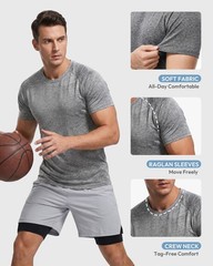 Workout Shirts for Men Short Sleeve Quick Dry Athletic Gym Active T Shirt Moi…