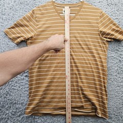 Pact Organic T Shirt Men Medium Brown Stripe V Neck 100% Organic Cotton