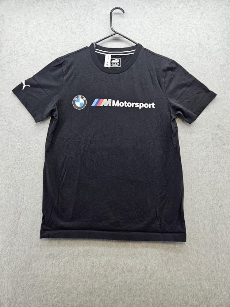 PUMA BMW Motorsport Shirt Mens Medium Black Graphic Racing Logo Cotton Jersey