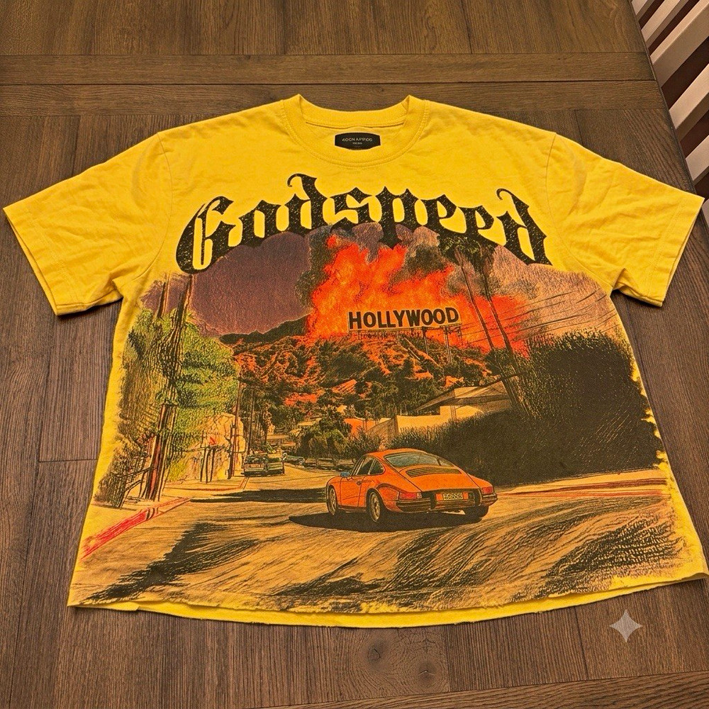 Godspeed Rarity Collection Yellow Graphic Tee L Crew Neck “E Pluribus Unum”