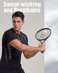 5/3 Pack Mens Workout Shirts Short Sleeve Black &White Tee Gym Moisture Wicki…