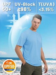 Men’s UPF50+ Short Sleeve Fishing Shirts Skin Protection Swim Shirts Casual Tops