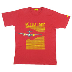 Vintage Y2K Roy Lichtenstein Airplane Pop Art Uniqlo Double-Sided Red T-Shirt L