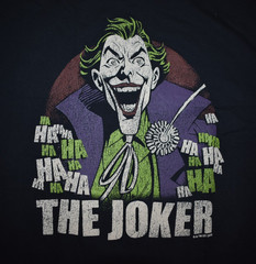 Batman Mens Joker Ha Ha Distressed Print Comics Black Shirt New S-2XL