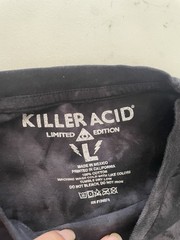 Killer Acid Women’s Black Gray Yellow Cotton Tie Dye Graphic T-Shirt Size LARGE