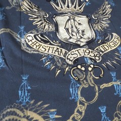 Christian Audigier SMALL Shirt Argyle Pink Green Gold Foil Ink Vintage LA